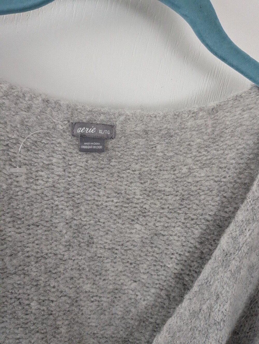 Aerie Cozy Knit Wrap Robe Cardigan Soft Grey Tie-Waist Lounge Sweater XL - Picture 8 of 11